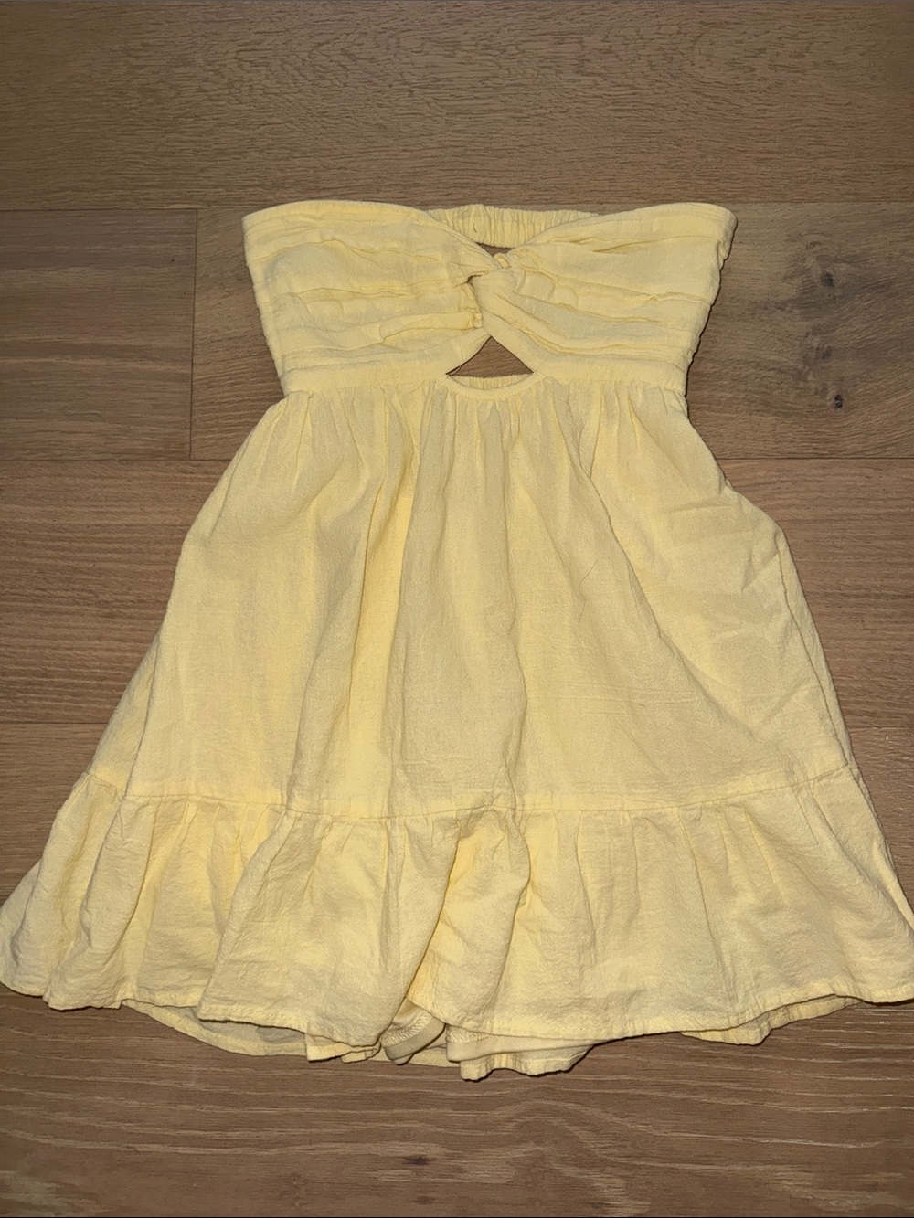 American Threads Yellow Strapless Twist-Front Sundress